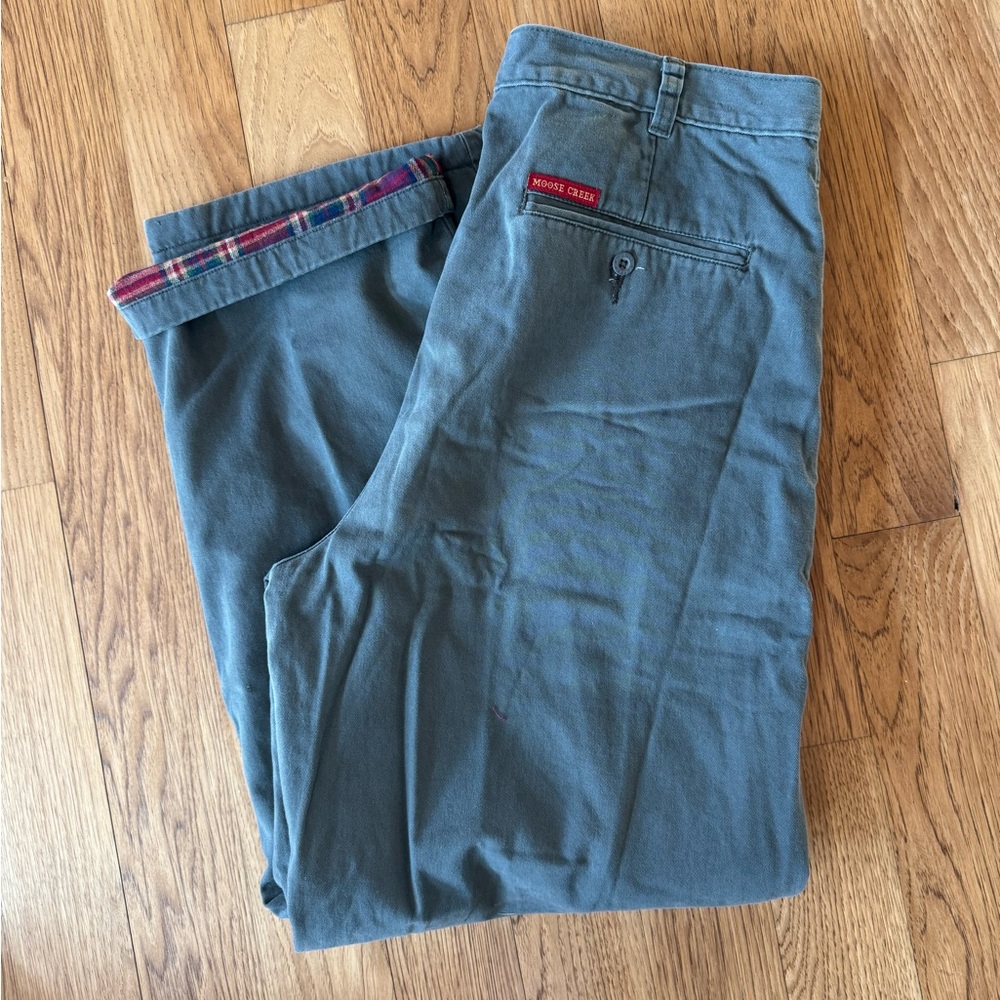 Moose Creek Olive Green Flannel Lined Khaki Pants - Men's Size W36 L30